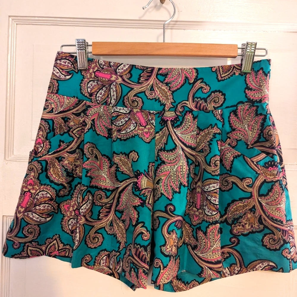 Loft paisley teal shorts